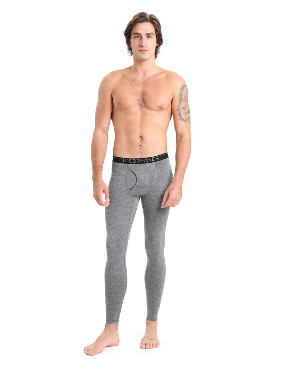 Men's Icebreaker Merino 200 Oasis with Fly Leggings Gritstone Heather | CA 1814JPQJ